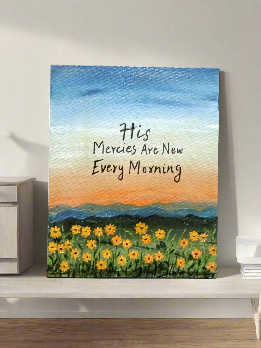 Beautiful Sunset Painted on a Canvas board with a Verse