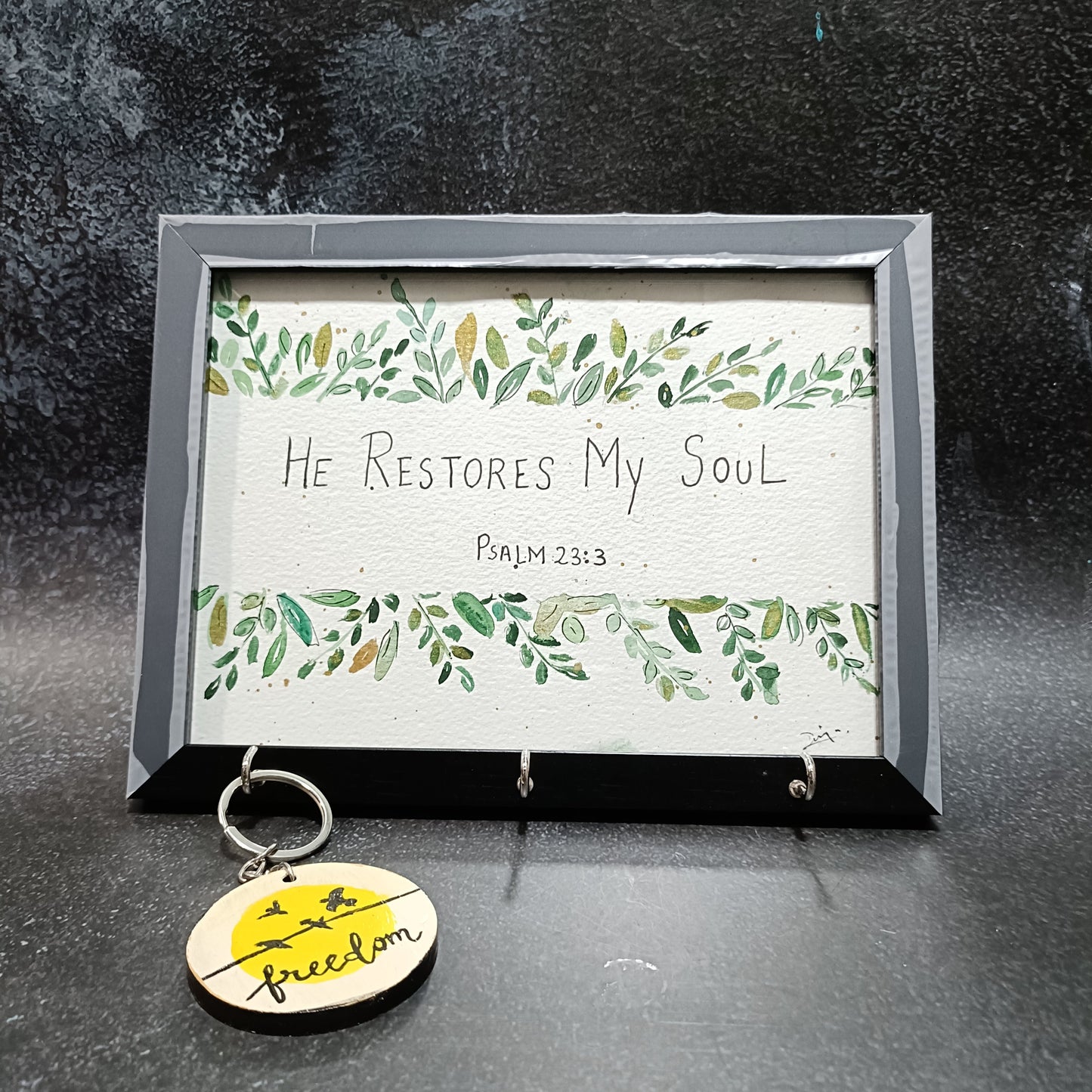 Hanpainted Keychain Holder with Bible verse and (free)Keychain
