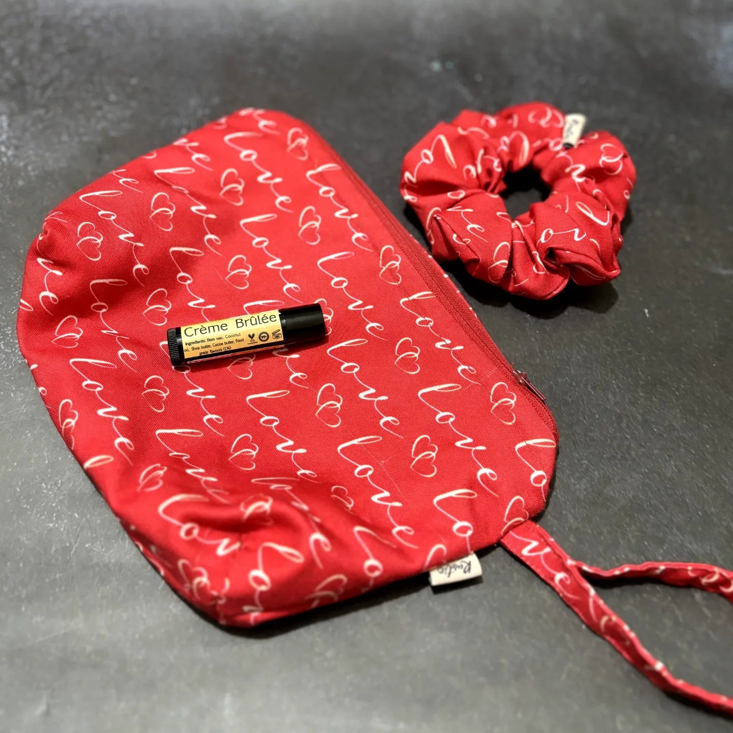 Valentine Special set of Scrunchie,Pouch & organic lip balm