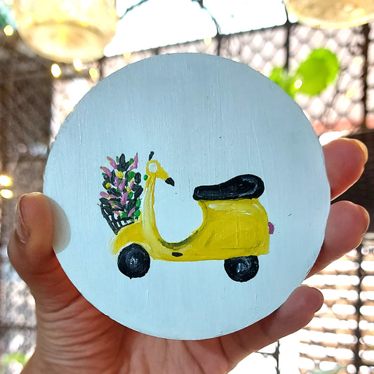 Hand painted scooter magnet.