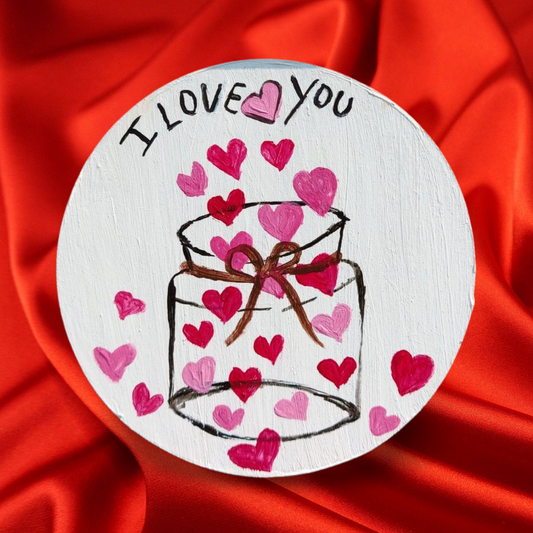 Valentine / Love Themed Hand Painted Magnet.