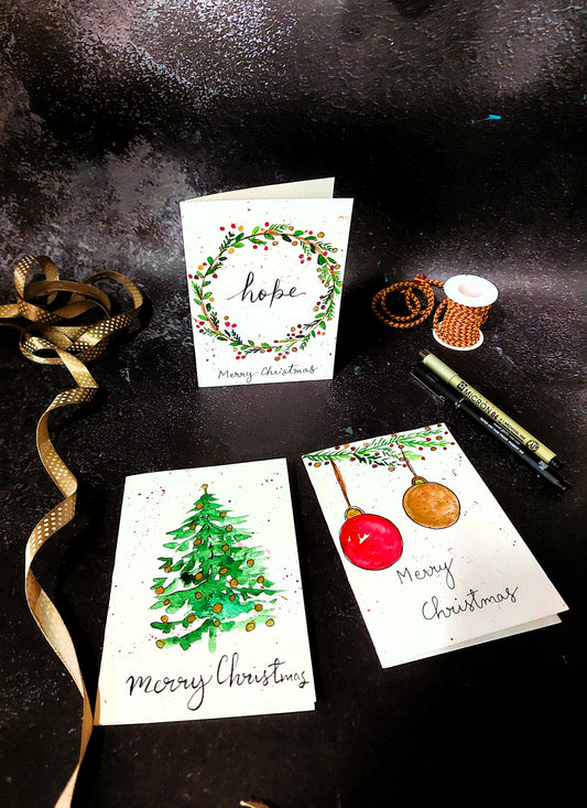 Hand painted Christmas Cards ( write a personal note)