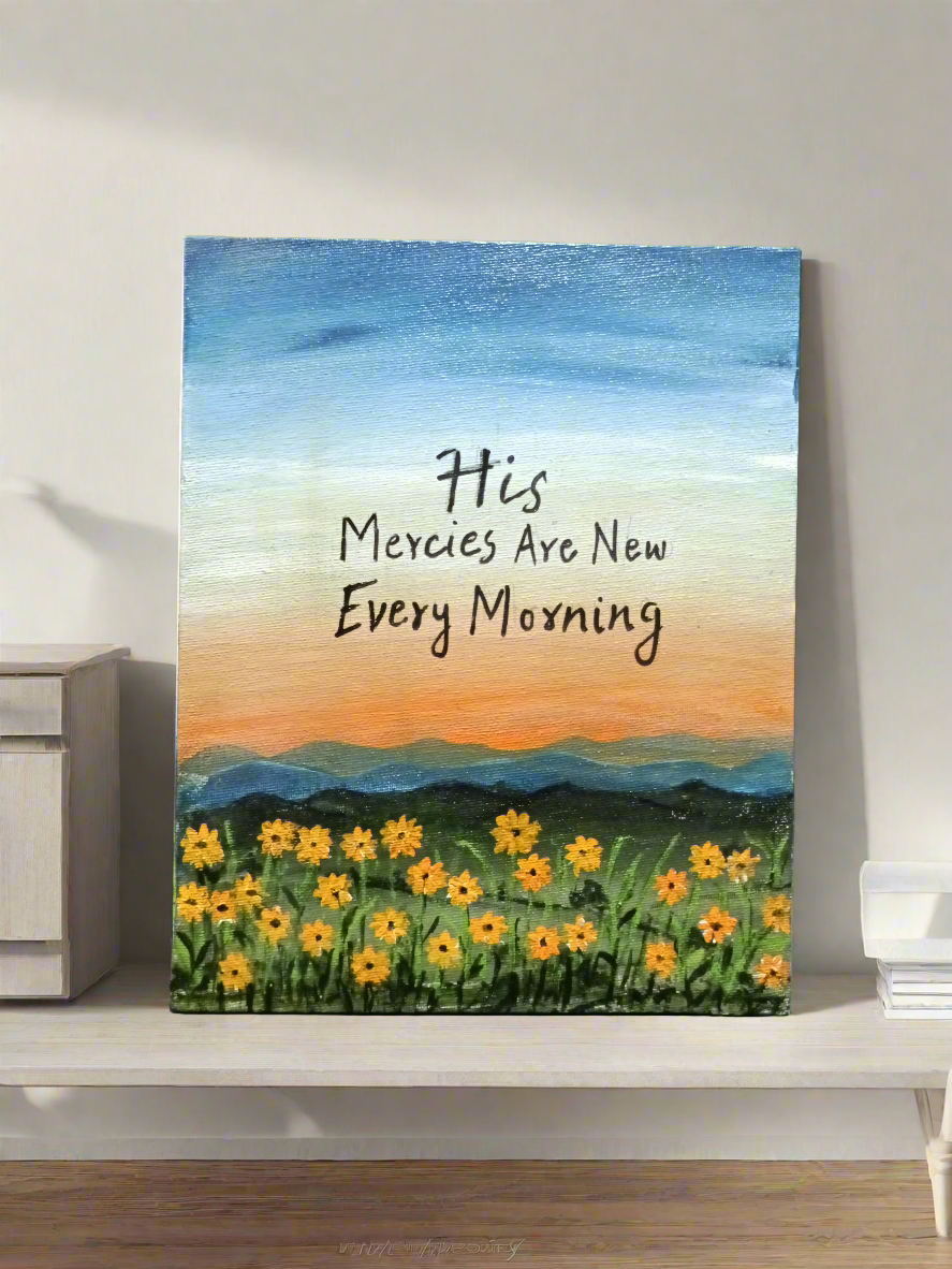 Beautiful Sunset Painted on a  Canvas board with a Verse