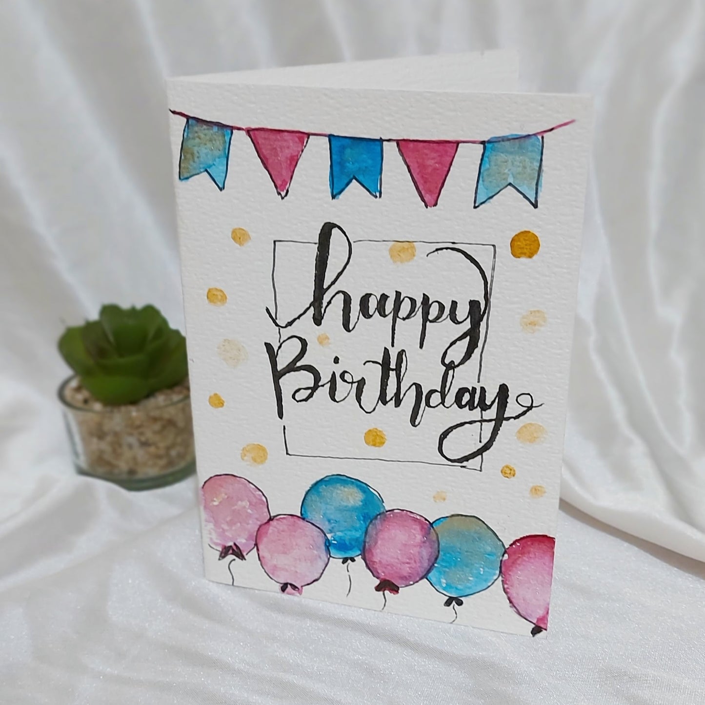 Hand painted Water Color  birthday Card.