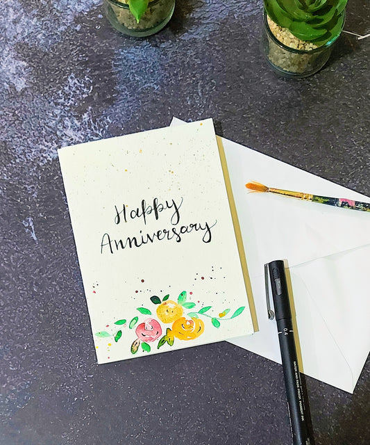 Happy Anniversary Hand painted Cards