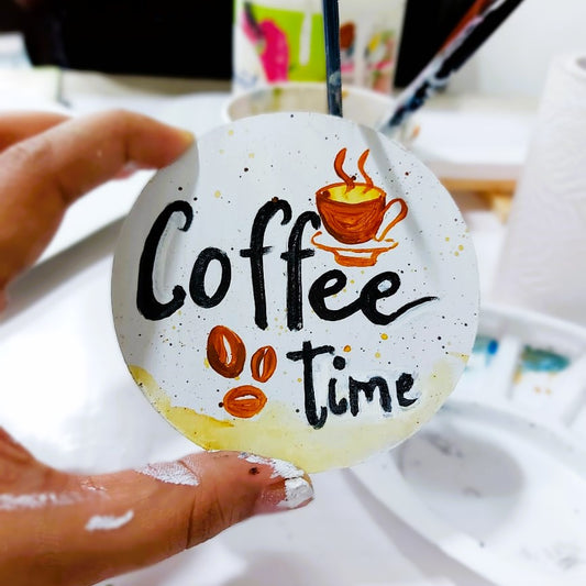 Coffee time handpainted magnet.