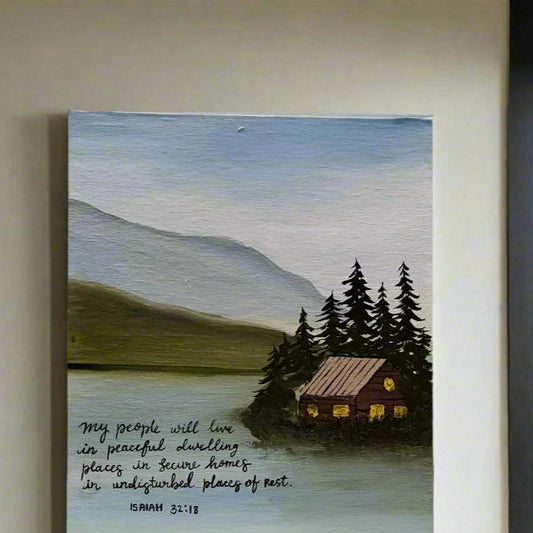 Beautiful House painted on a A4 Canvas board